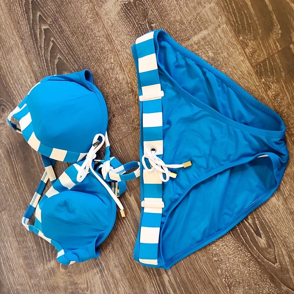 Blue and white nautical bikini